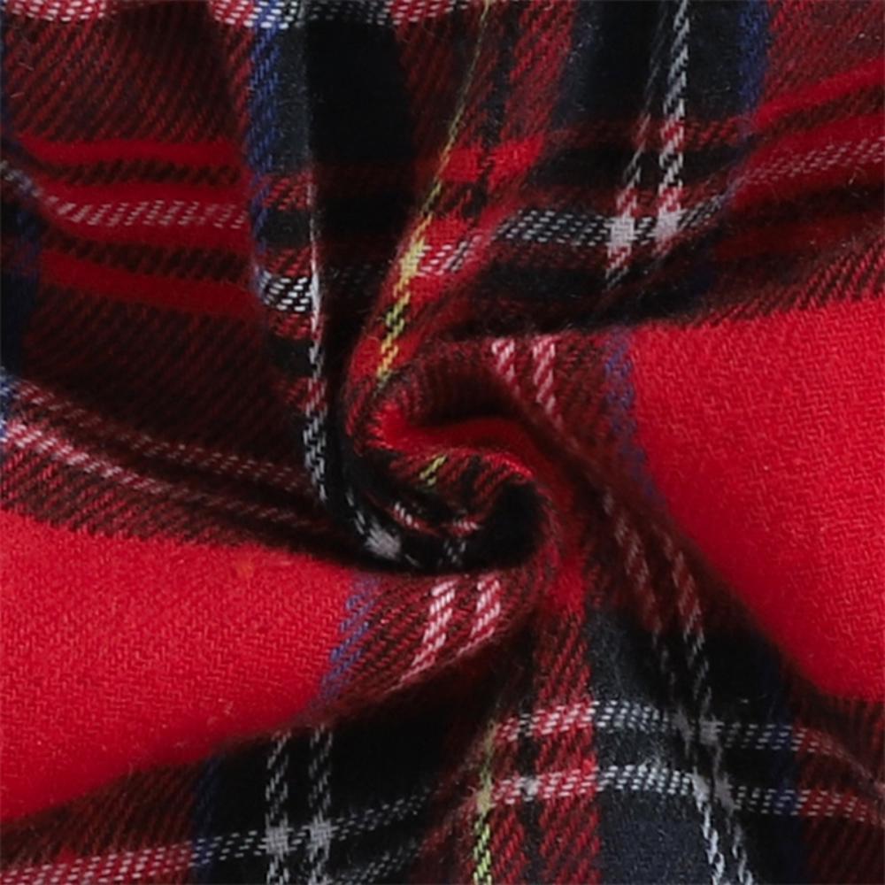 Детское красное клетчатое платье с оборками и длинными рукавами для девочек с воротником и поясом для детей 1–6 лет