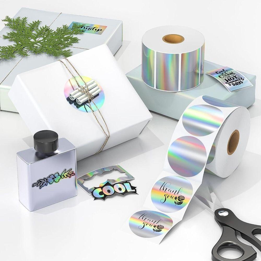 Glitter Holographic Silver Thermal Sticker Printable Thermal Printer Label Sticker  Name Tag