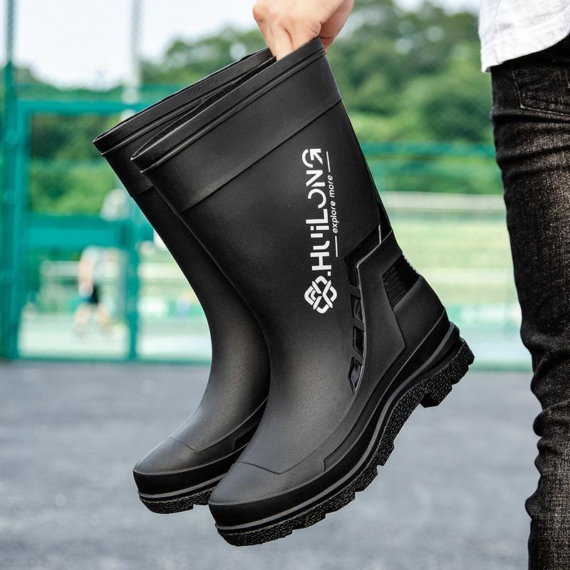 New Tall Men's Water Boots, Velvet Warm Rain Boots, Fishing Sea Waterproof Rain Shoes, Kitchen Long Water Shoes