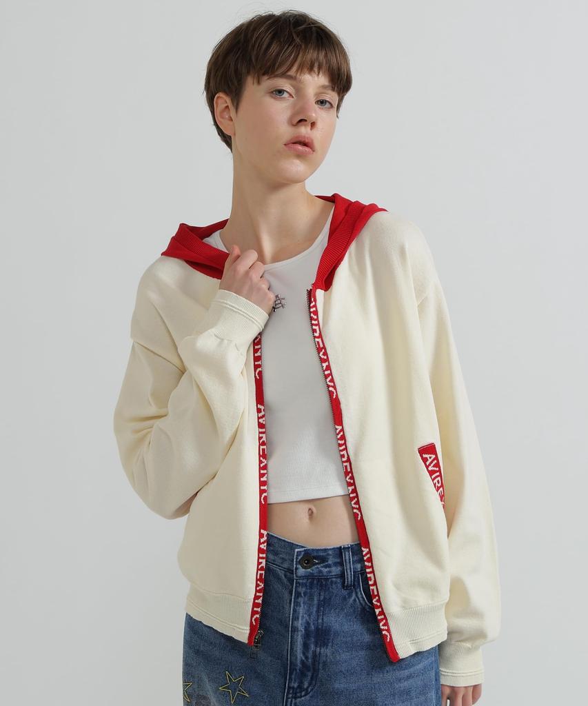 AVIREX SWEAT LOOK KNIT HOODIE Women's F Size 033 off white 783-6131602