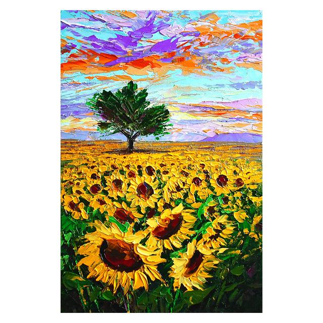Modern Sunflower Decorative Painting Sunset Scenery Flower Poster Landscape Wall Art Picture Canvas Print Living Room Home Decor No Frame