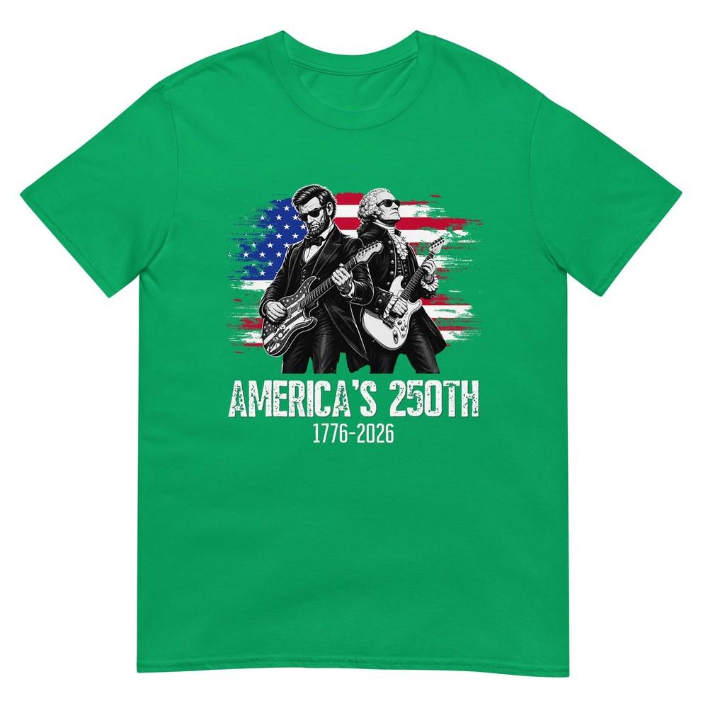 George Washington Lincoln Playing Guitar 4th July 250th TShirt