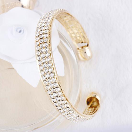 Женщины горный хрусталь белый кубический открытый браслет-манжета браслет ювелирные изделия Bling