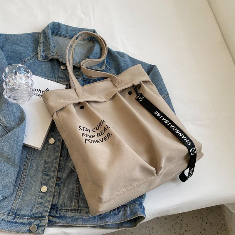 Холщовая сумка с буквенным принтом, женская большая сумка, студенческая сумка через плечо большой вместимости