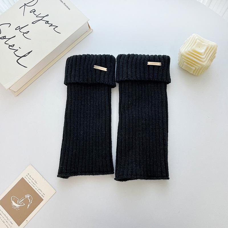 Универсальные вязаные гетры с металлическим логотипом - Толстые, теплые, стройнящие носки для осени и зимы