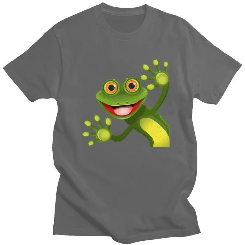 Happy Frog Graphic Tee for Unisex Pure Cotton Short Sleeve Casual T-Shirt
