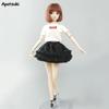 Super Doll Clothes For Barbie Doll Outfits White Top Shirt & Black Skirt For Blythe Doll Clothes 1/6 Dolls Accessories Kid Toy