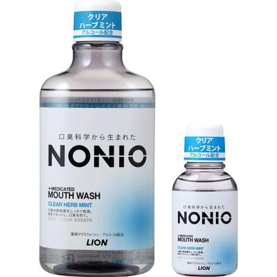 NONIO Clear Herb Mint 600 мл 80 мл Мини Ополаскиватель Убивает плохой Содержит Ополаскиватель для рта, + [Квази-лекарственное средство]. бактерии, вызывающие дыхание. алкоголь.