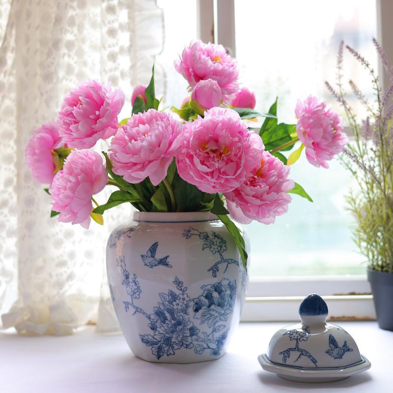 Сине-белая фарфоровая ваза Керамическая ваза Винтажная фарфоровая бутылка Ваза для цветов Емкость для хранения Террариум Украшение для дома