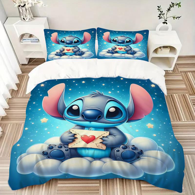 Stitch'S Envelope Adventure Print 3Pcs Bedding Setduvet Cover With 2 Bedropillowcase Home Birthday Gift