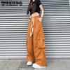 Women Casual Joggers Tech Pants Solid Low Waist Pants Drawstring Wide Leg Baggy Trousers Y2k Streetwear Sweatpants