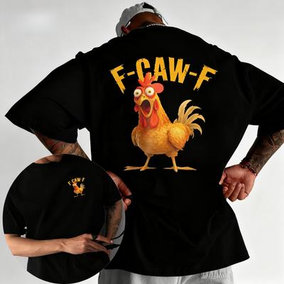 Лето 2025 Забавная F Caw F Курица FCAWF Курица 100% Хлопок Печатная Футболка Мужская С Круглым Вырезом С Коротким Рукавом Идея для Подарка Одежда