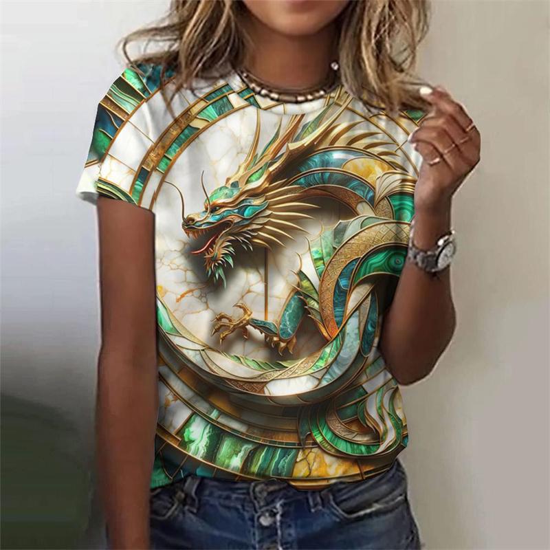 3D Printed Stereoscopic Animal T-Shirt For Women Dragon Phoenix Graphic Tees Summer Casual T Shirts O-Neck Tops Short Sleeves