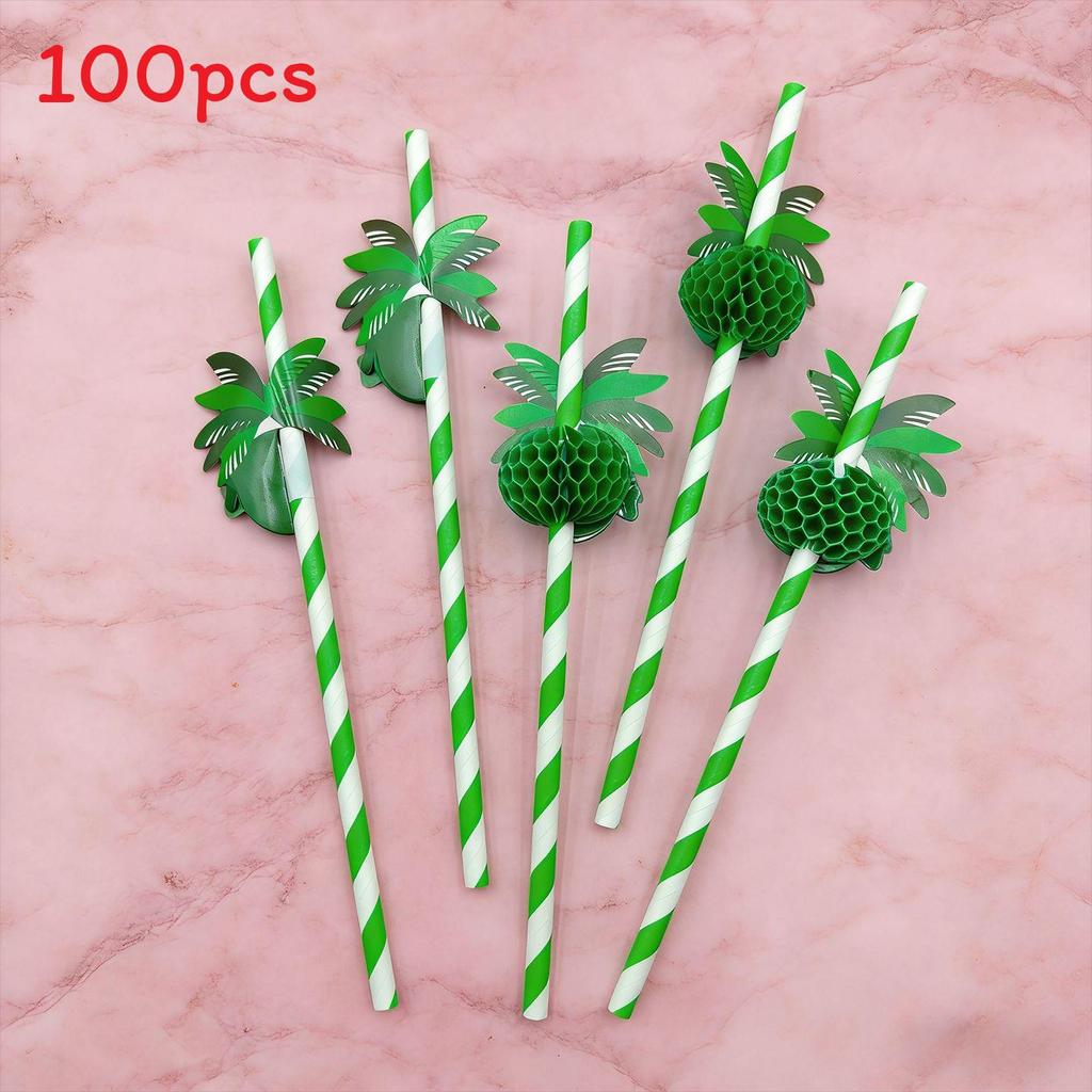 Degradable Pineapple Pattern Paper Straw For Party Drinks And Cake Decor