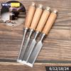 Набор стамесок для резьбы по дереву 4 шт. Профессиональный для деревообработки - 8/12/16/20 мм Удобная буковая рукоятка Деревянная стамеска с деревянными ручками