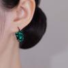 Square Green Grey Crystal Round Hoop Earrings for Women Men Black Gold Color Zircon Ear Buckle Wedding Party Jewelry Antique