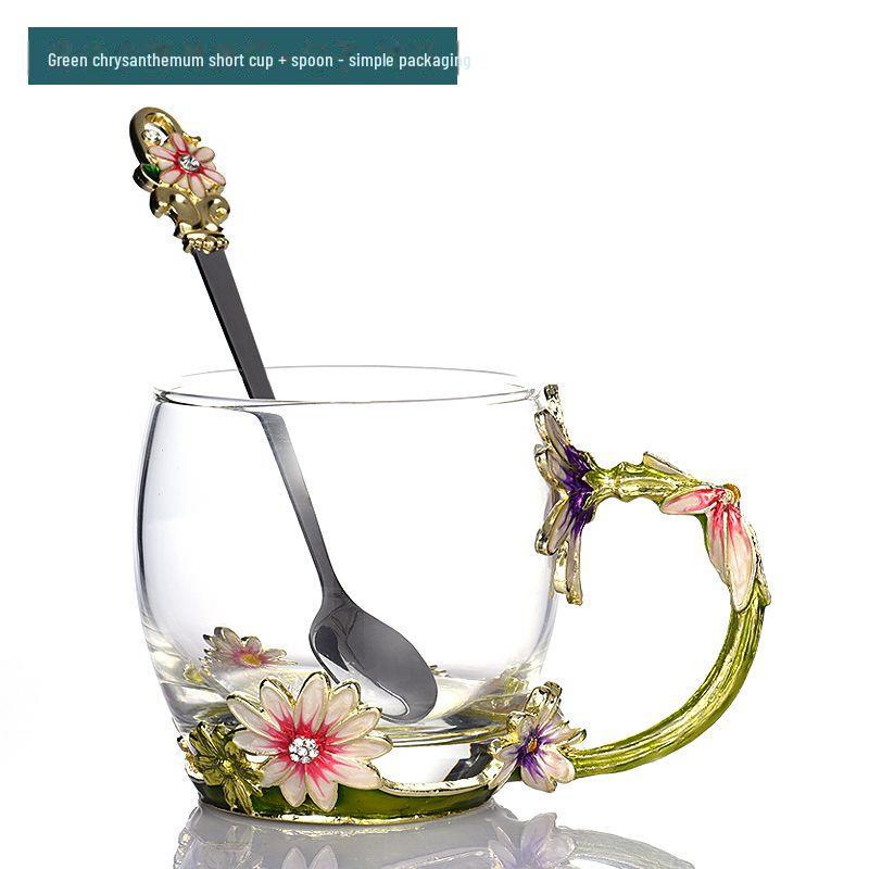 Чайная чашка из термостойкого хрустального стекла с эмалью Daisy — идеальный подарок на день рождения или праздник