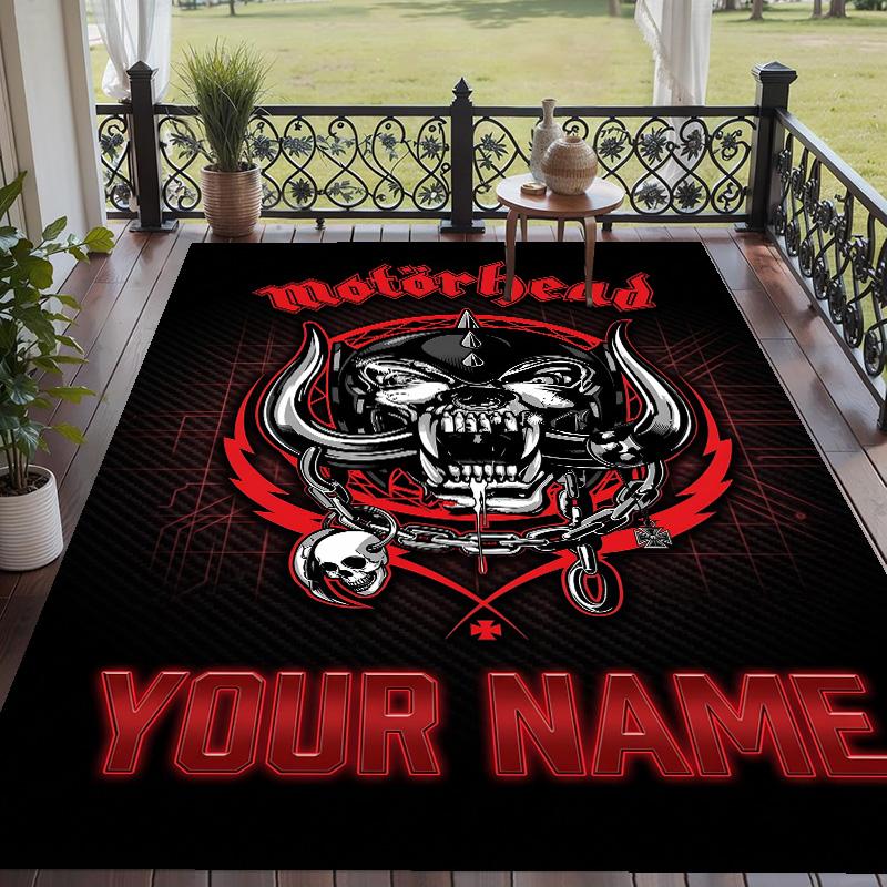 Custom Text Printed Rug Motorhead Non Slip Floor Carpet For Home Room Decor