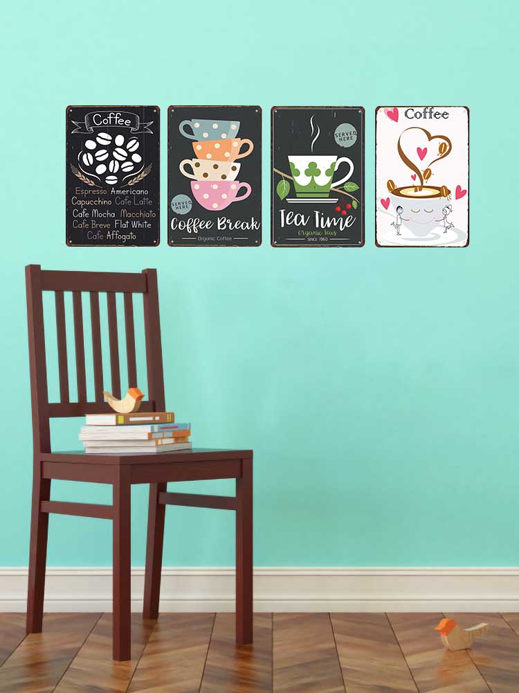 Coffee Metal Wall Art Poster Iron Painting Signs Vintage Decoration Cafe Bar Pub Club Plaque Home Decor Plates 20x30cm