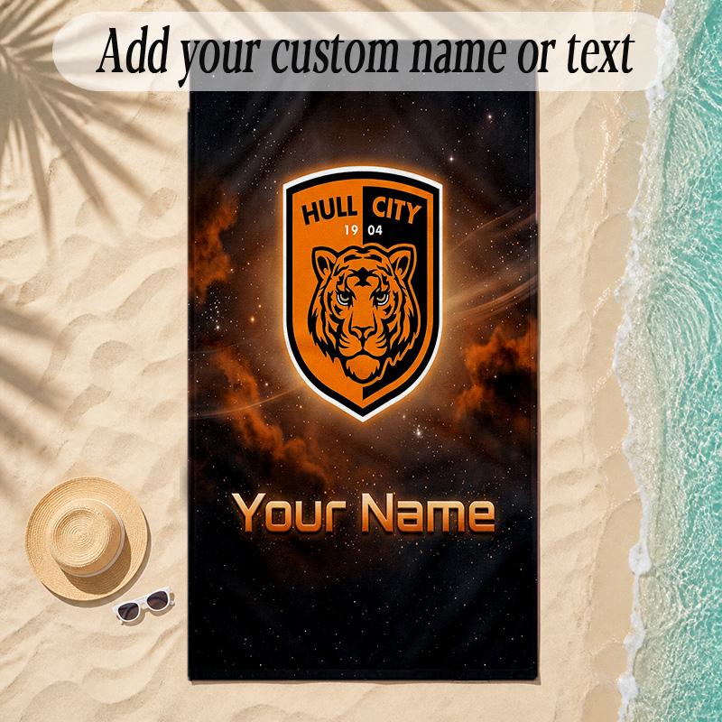 Beach TowelHull City Custom Name Text Personalized Soft Towel for Beach Pool Indoor Home Decor Gift