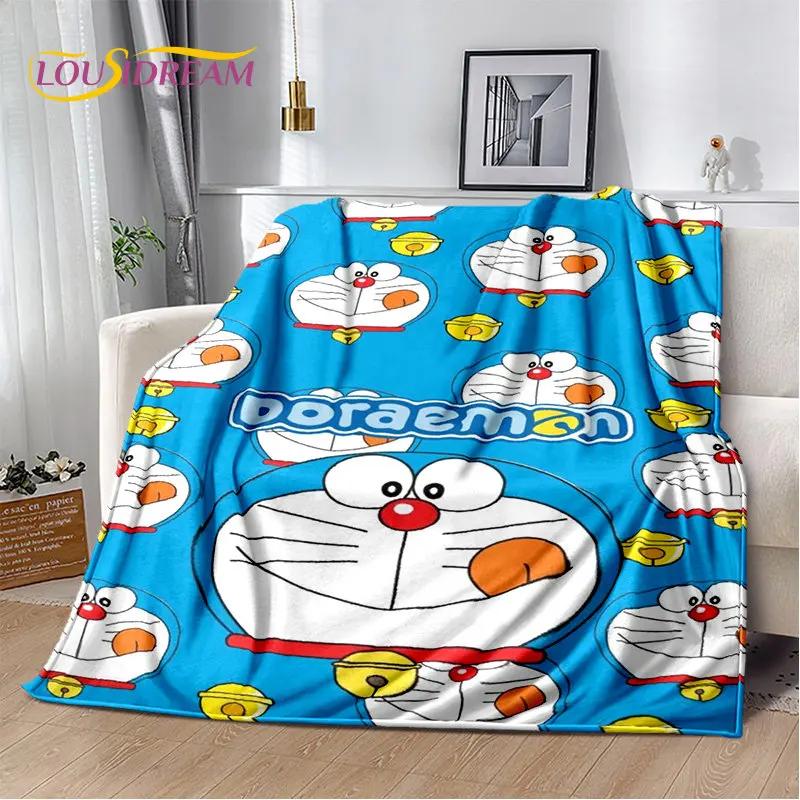 Плюшевое одеяло Doraemon, Мультяшное аниме, Мягкое, Фланелевое покрывало, Для гостиной, спальни, кровати, дивана, Пикника, Теплое для детей