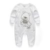 Boys Girls Cartoon Striped Print Home Romper Pajamas Newborn Infant Baby Clothing