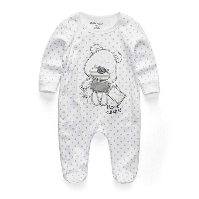 Boys Girls Cartoon Striped Print Home Romper Pajamas Newborn Infant Baby Clothing