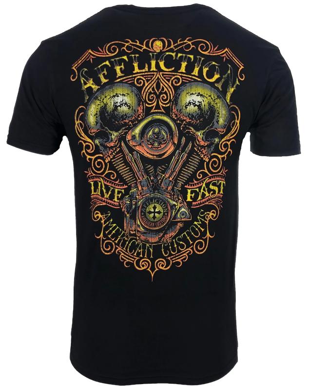 AFFLICTION THUNDER Унисекс Футболка ЧЕРНАЯ Байкерская MMA