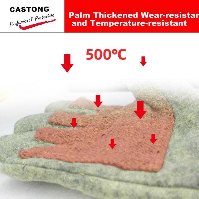 CASTONG ABG-5T Heat-Resistant Gloves, 500°C Insulation, Flame-Retardant, Labor Protection, Thickened, Anti-Scalding