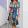 Новые женские платья в полоску с принтом, элегантные повседневные винтажные платья Y2k в стиле бохо, модное платье большого размера с коротким рукавом