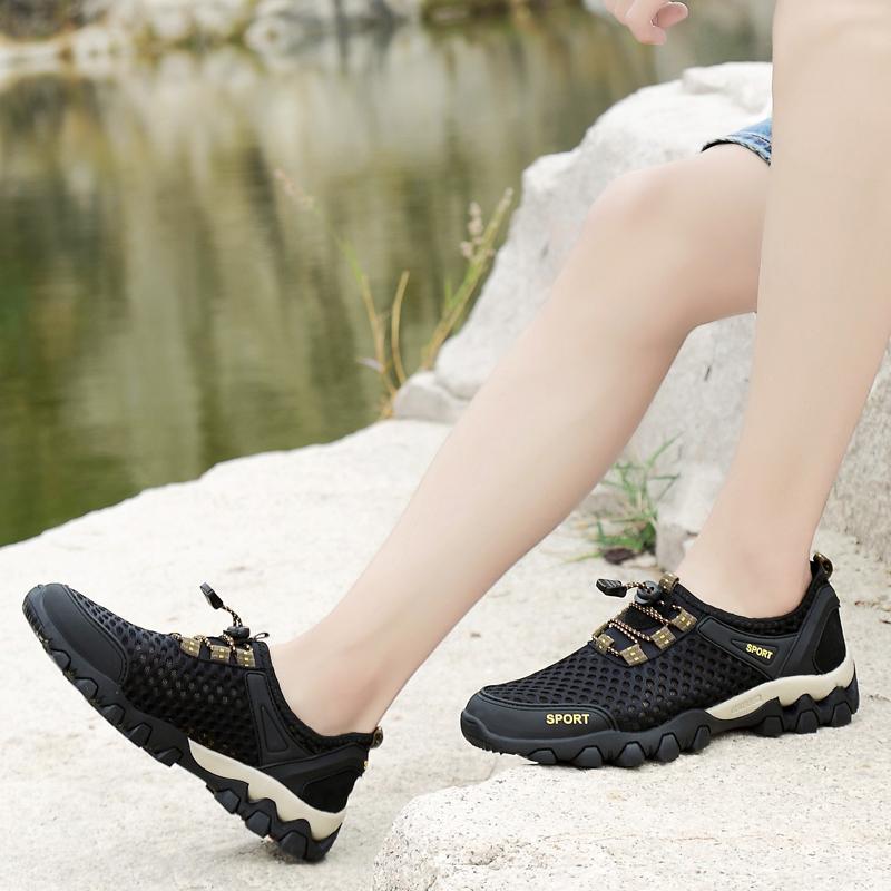 Summer Outdoor Sneakers Men Mesh Canvas Shoes Male Breathable Beach Casual Sneakers Classic Men’s Hiking Shoes Large Size 46