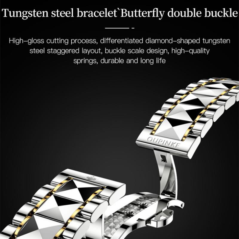 OUPINKE Новые мужские часы для бизнеса и отдыха, механические часы, многофункциональные механические часы Green Water Ghost, элитные деловые часы