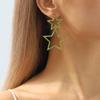 Trendy Double Layer Pentagram Rhinestone Earrings Sexy Korean Style Fashion Personality Elegant Dangle Earrings For Women