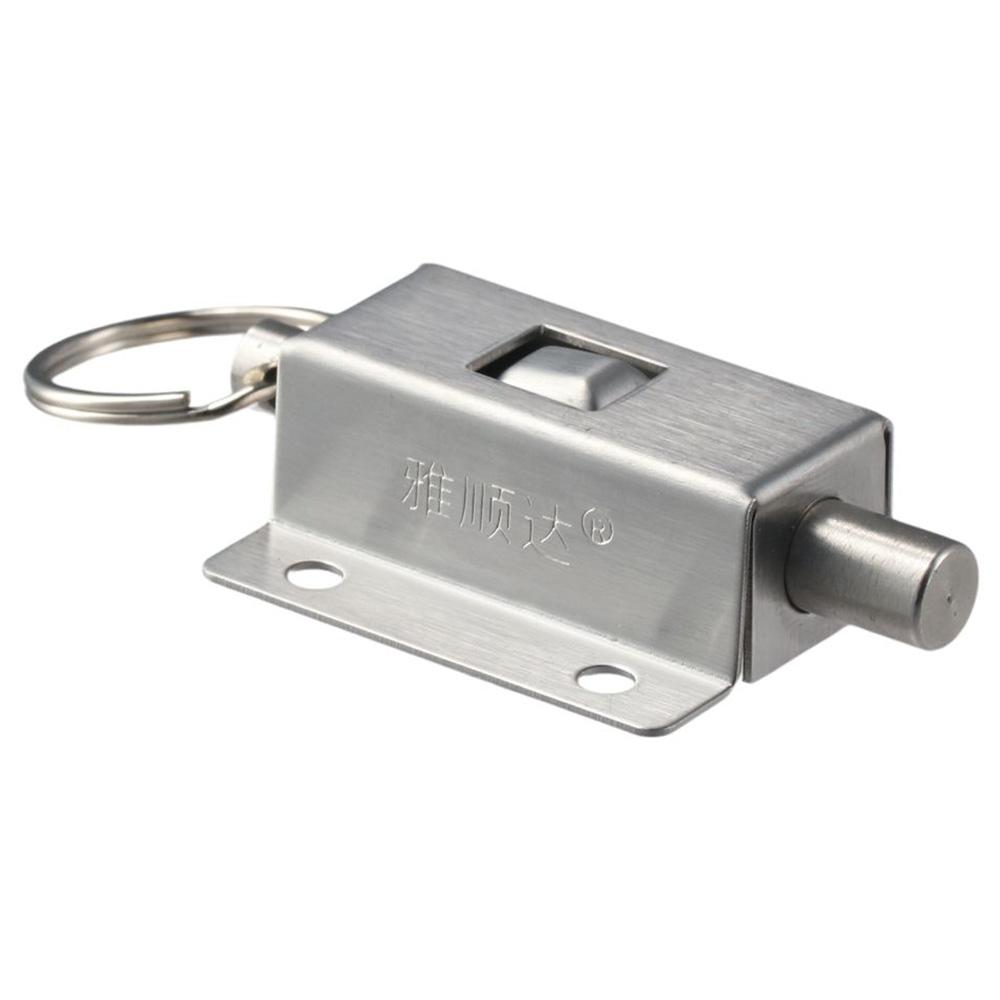 Durable 430 Stainless Steel Automatic Spring Latch Sliver Butterfly Shaped Door Barrel Bolt Ring-Pull Home