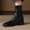 Зимние ботильоны из микрофибры с квадратным носком, современный размер 33, размер 43, на молнии, модные ботильоны