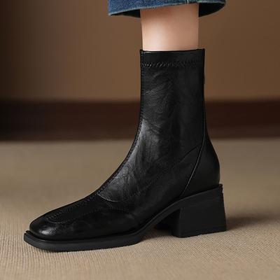 Зимние ботильоны из микрофибры с квадратным носком, современный размер 33, размер 43, на молнии, модные ботильоны