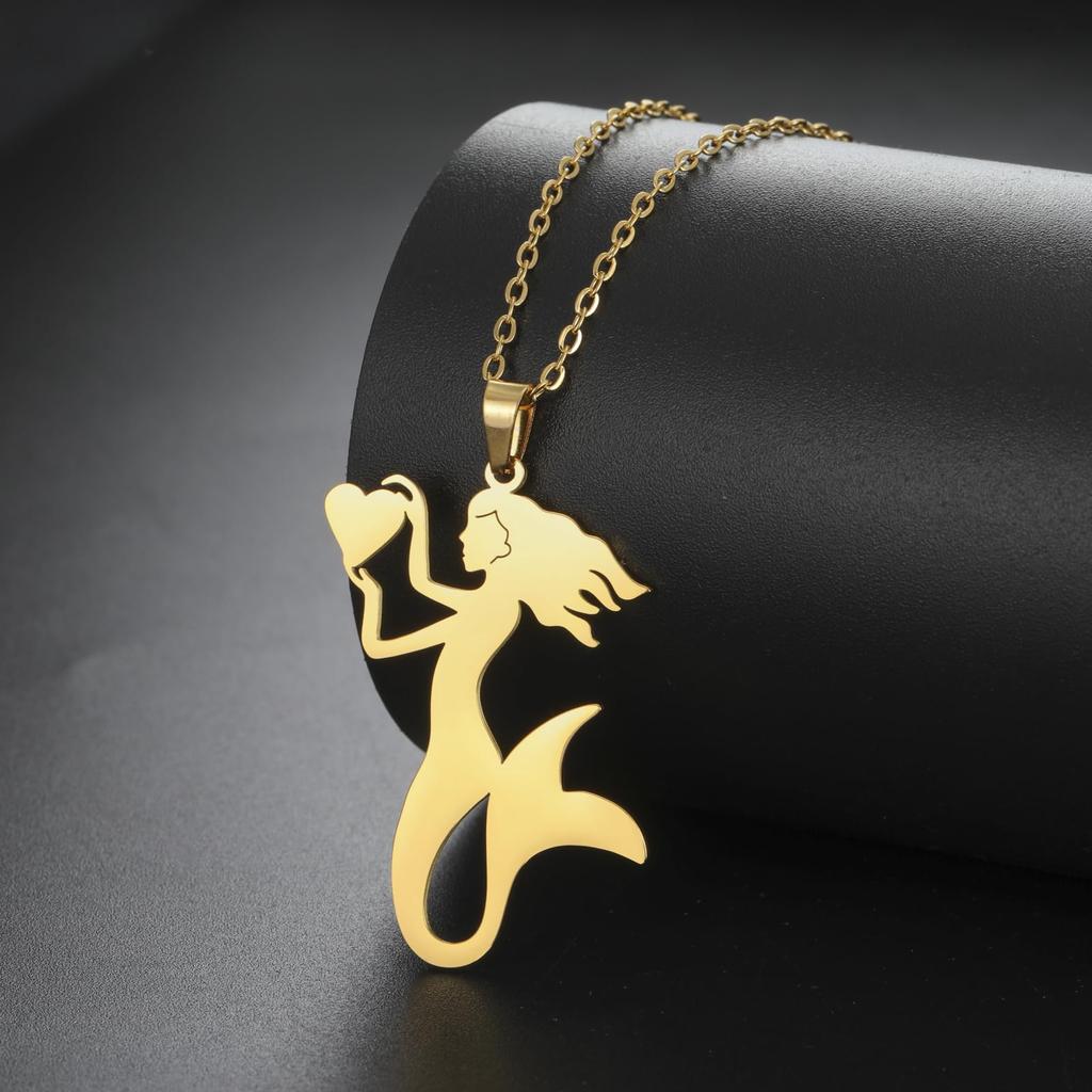 Dreamtimes Fashion Mermaid Necklace Jewelry for Women Mermaid Pendant Necklace Mermaid Loving Necklace Jewelry Christmas Gift