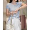 Demana Summer Smooth Linen Blend Knit Top with Tie-Straps