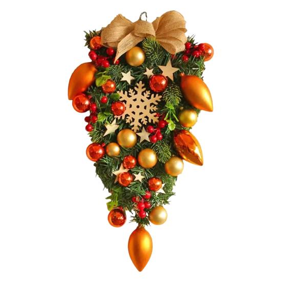 Рождественский венок на дверь, изысканный шар, бант, декор, гирлянда, подвесной венок на входную дверь для праздничного декора