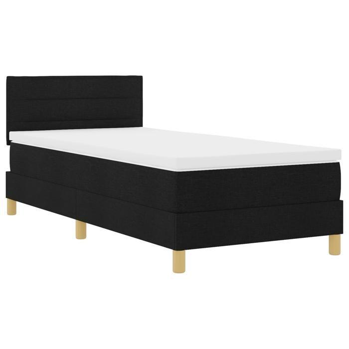 VidaXL lit à ressort avec matelas & LED noir 90x200 cm tissu 3342333