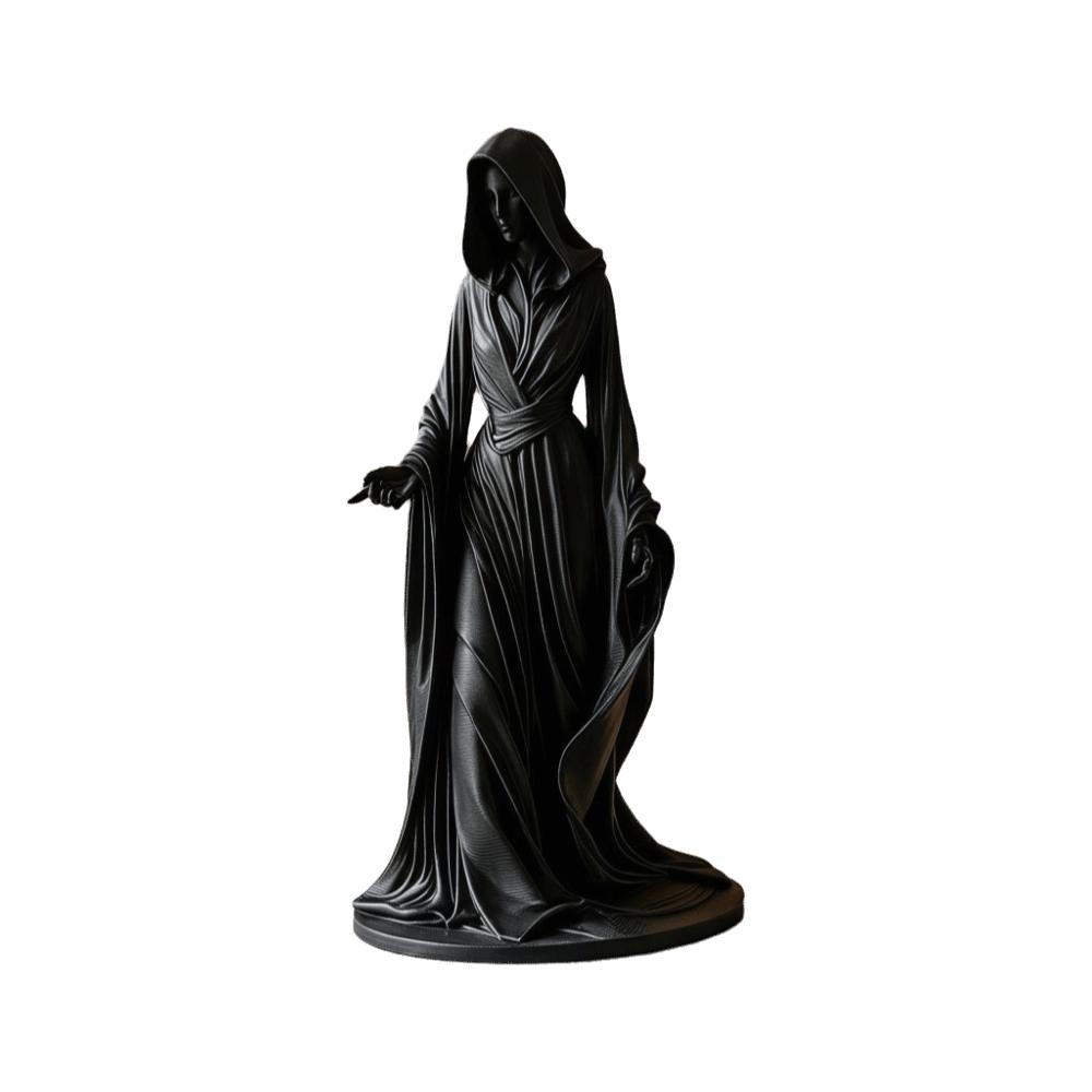 Dark Aesthetic Goddess Sculpture 3D Printed Desktop Ornaments Retro Cloak Woman Statue Home Decor