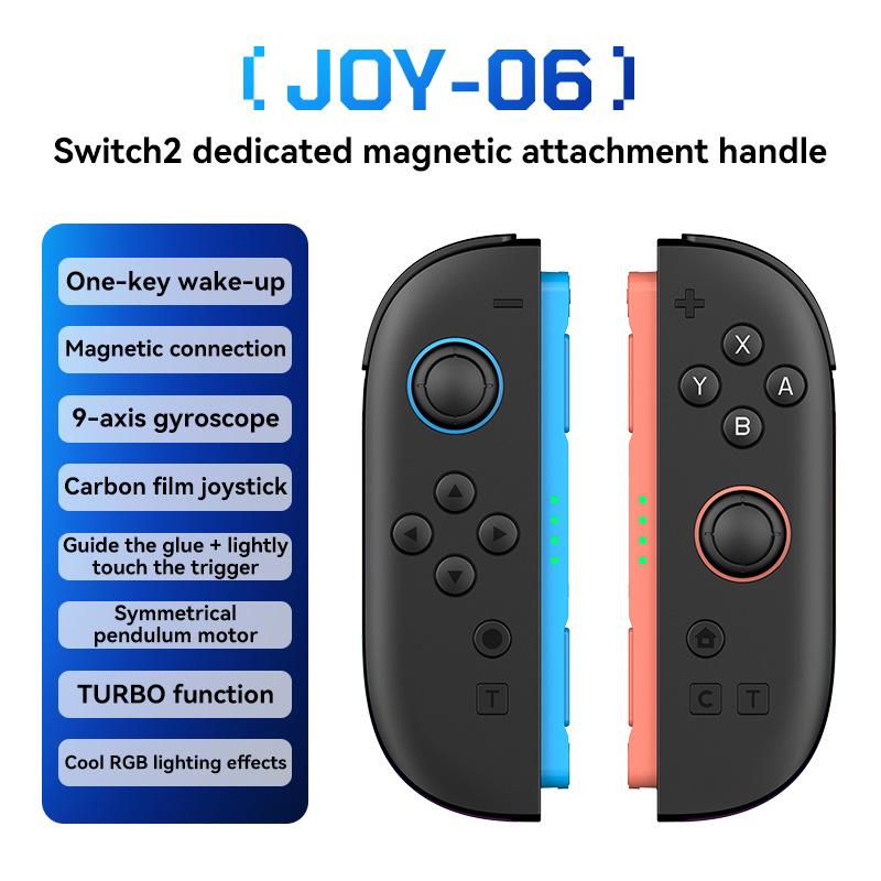 Беспроводной контроллер Joypad для консоли Switch2 RGB-подсветка Геймпад Пробуждение одной кнопкой Магнитное крепление Турбо 9-осевой гироскоп Двойная вибрация