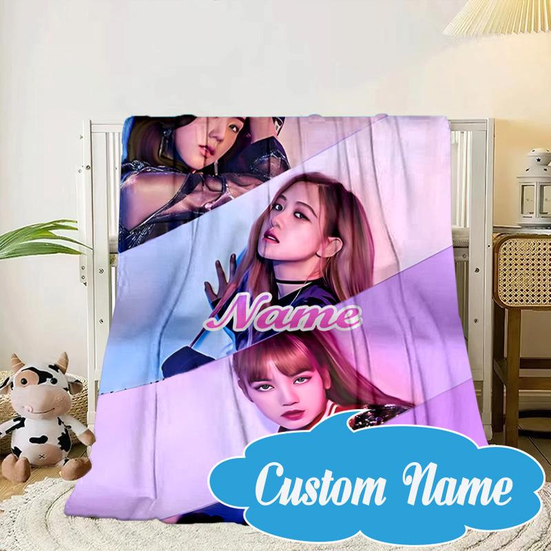 Custom Name Kpop Group Fashion Blanket bed sofa Blanket Flannel Blanket for Camping, Hiking, Picnic Essentials,gift for Fan family