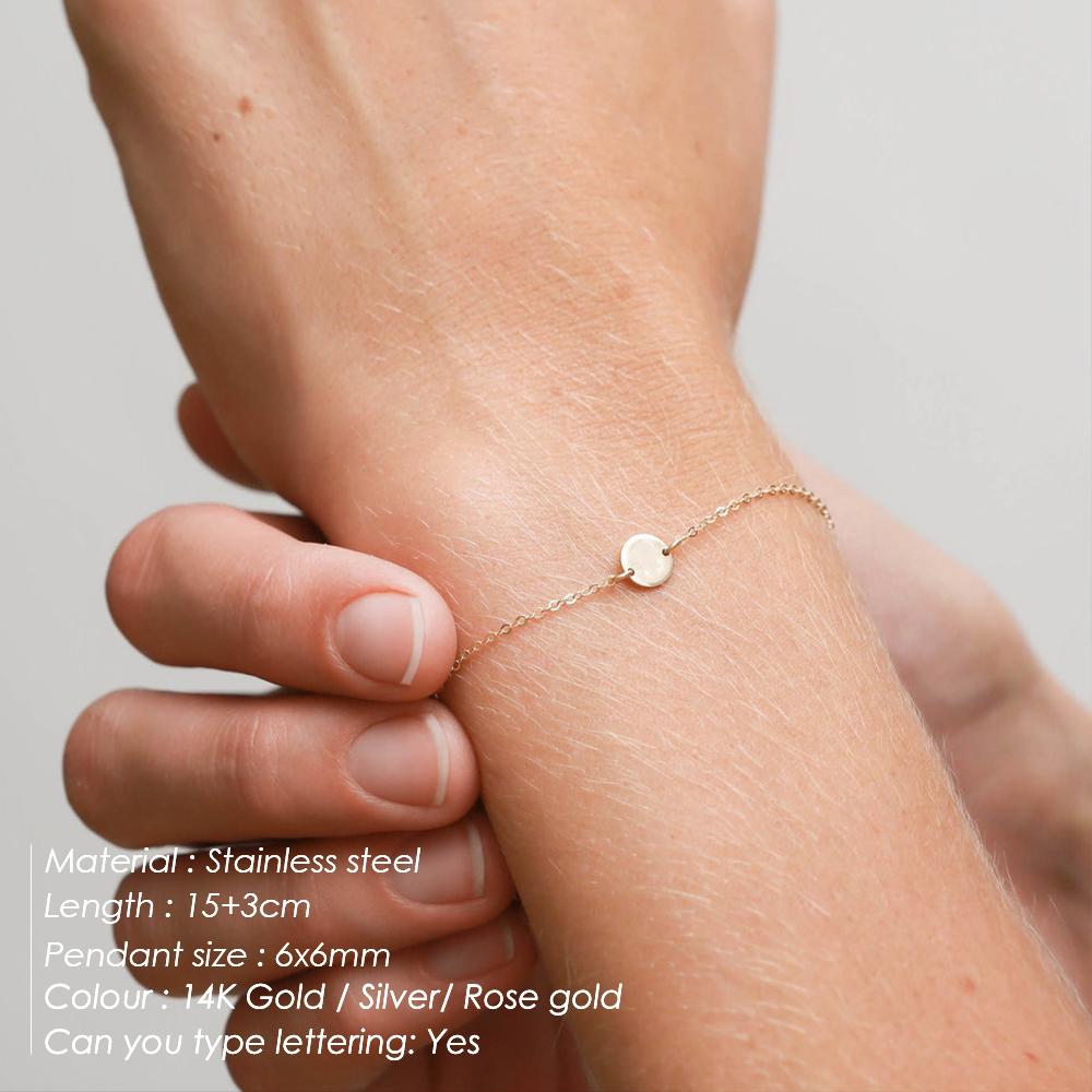EMANCO Minimalist Initial Custom Charm Bracelets for Women Stainless Steel Bracelet Adjustable Bracelet Jewellery