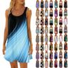 Женское модное летнее пляжное повседневное милое платье на бретельках без рукавов с принтом