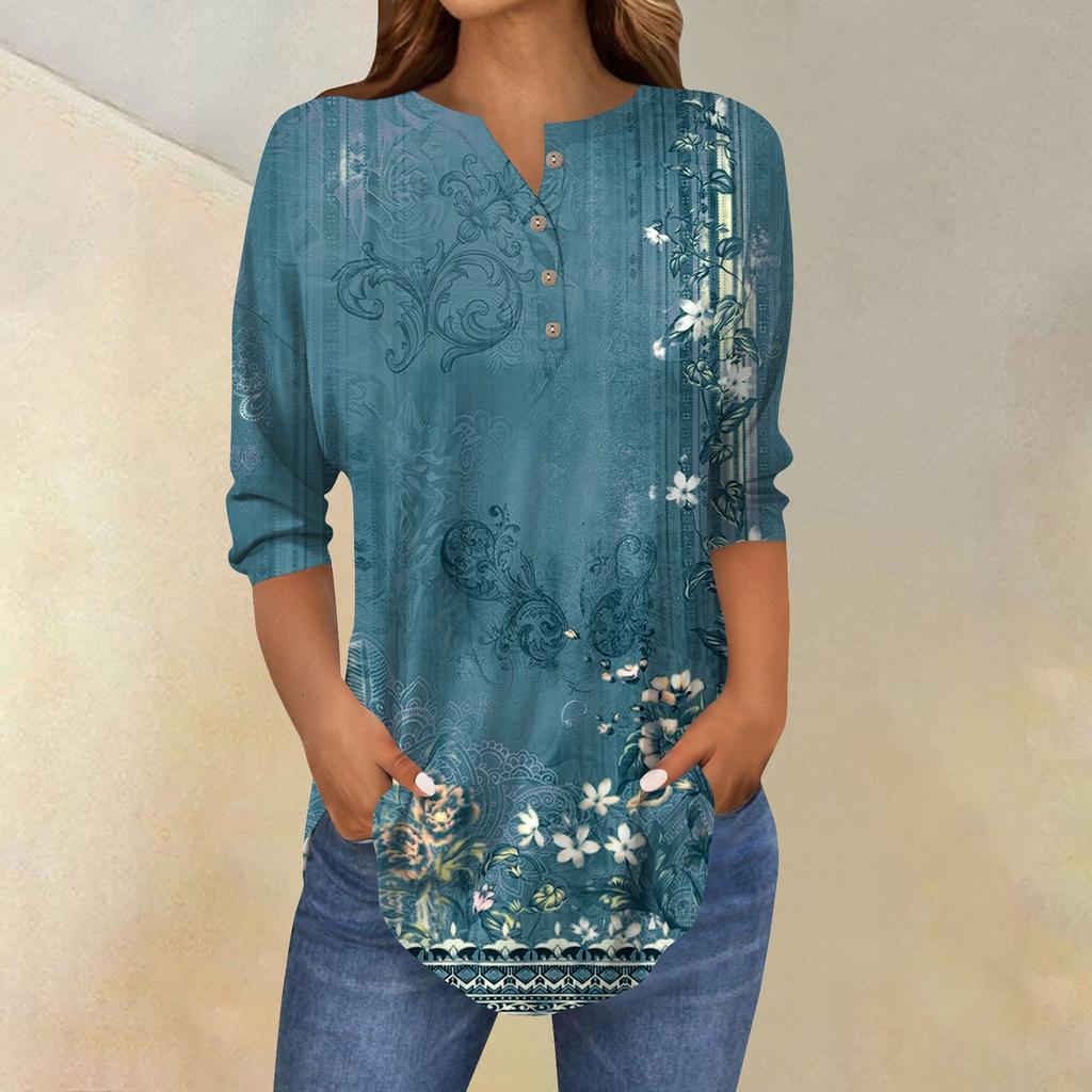 Женские повседневные рубашки с рукавом 3/4, модные туники с принтом Святого Патрика и карманами