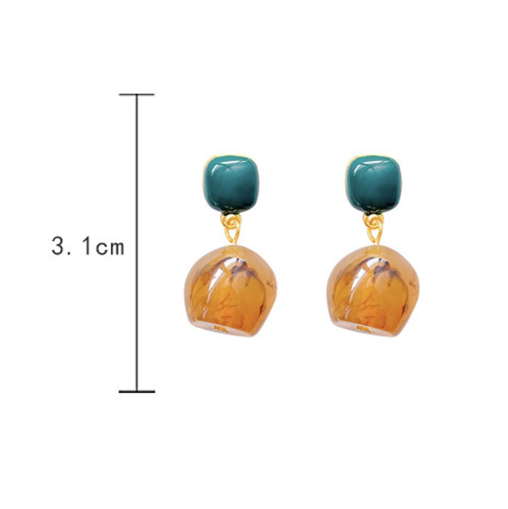 Retro Versatile Temperament Amber Geometric Shaped Maillard Earrings For Women