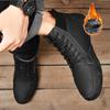 Зимние мужские высокие повседневные туфли ручной работы из искусственного плюша большого размера с резиновой мягкой подошвой для вождения автомобиля