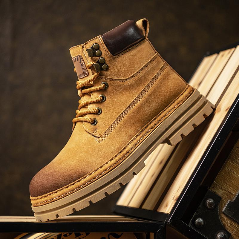 Vintage Style Men Suede Leather Motorcycle Boots High Quality Male Walking Shoes Non-Slip Versatile Motorcycle Boots Ankle Boots