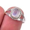 Natural Rainbow Moonstone Gemstone Handmade 925 Sterling Silver Ring S.6.5 J7A16